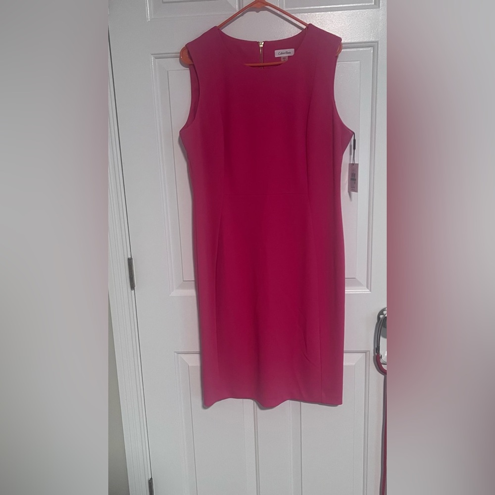 Calvin Klein Fuchsia Sleeveless Sheath Midi Dress